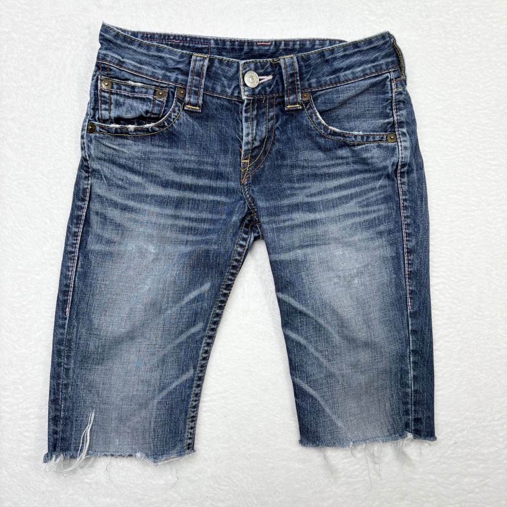 Levis 906 Denim Jean Shorts Womens 29 W Cutoff Bermuda Y2K Pink Stitch‎ Japan